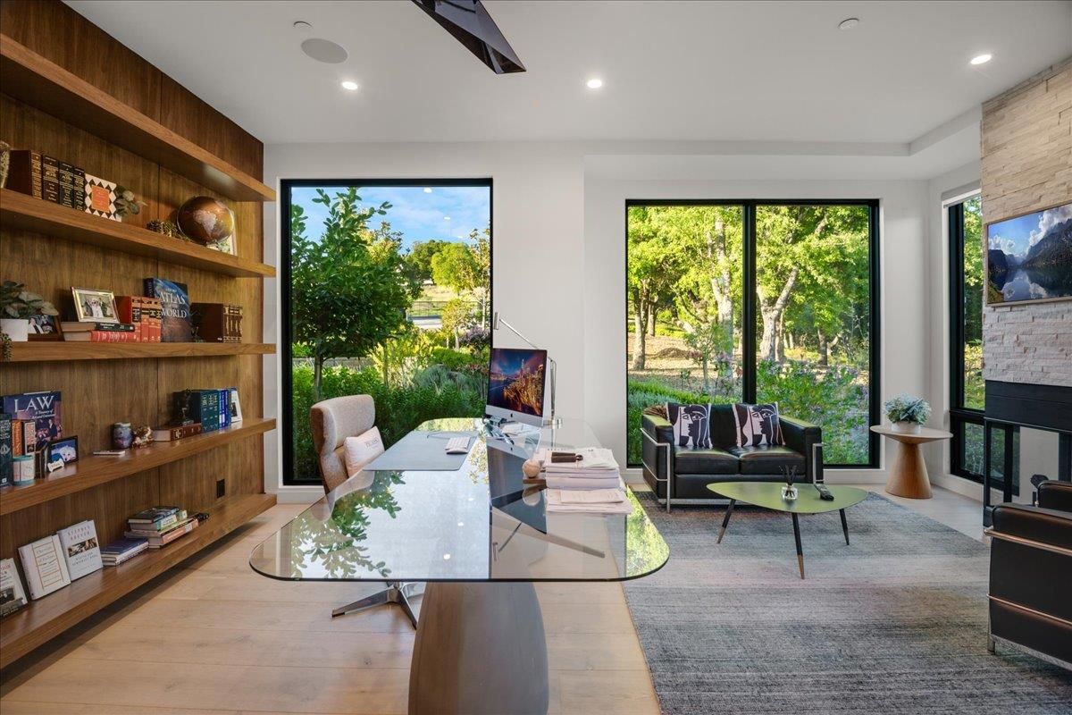 Home Office, Interior, Recessed Lighting, Wood Texture Flooring