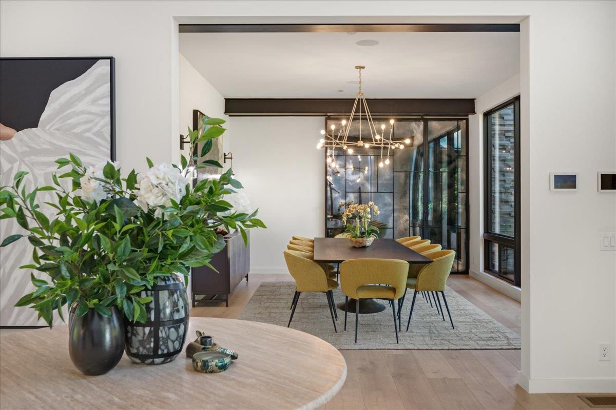 Chandelier, Dining room, Interior, Pendant Lights, Wood Texture Flooring
