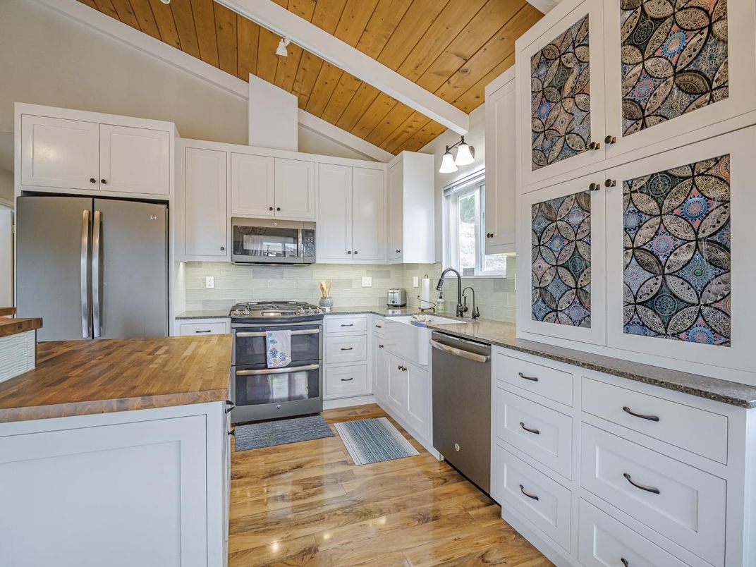 Interior, Kitchen, Stainless Steel Appliances, Wooden Ceilings, Wood Texture Flooring