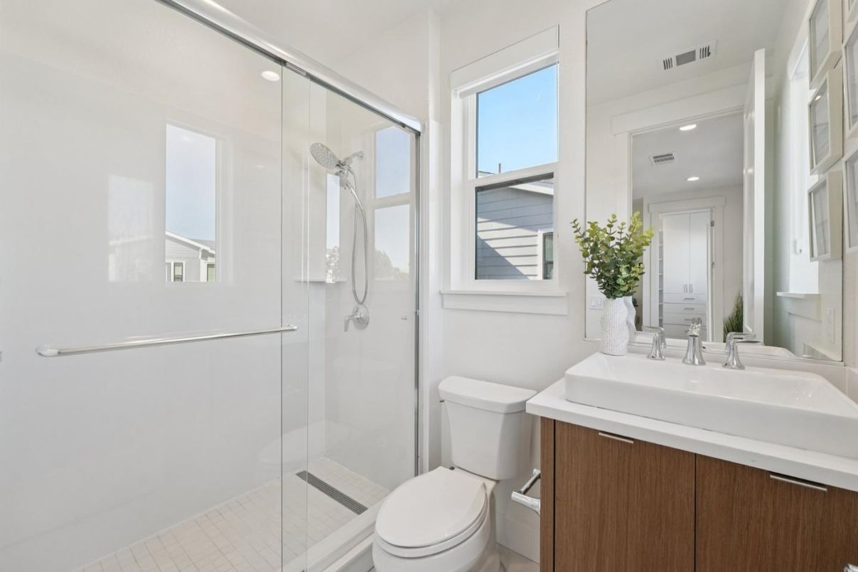 Bathroom, Glass Shower, Interior, Recessed Lighting