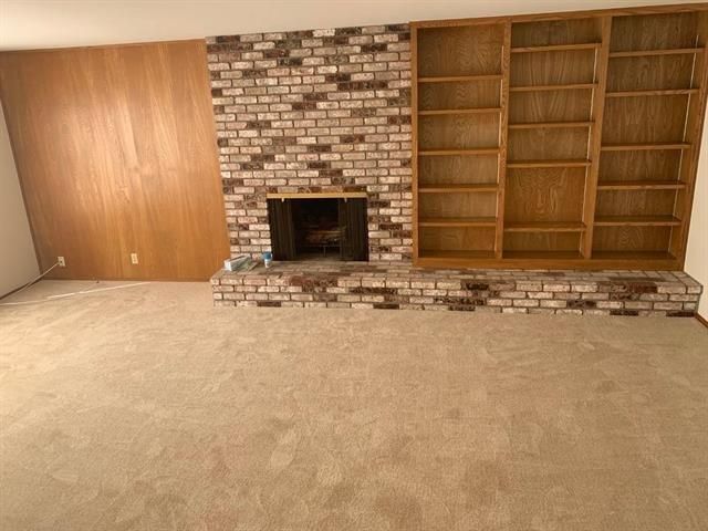 Empty room, Fireplace, Interior, Stone Walls, Wooden Walls