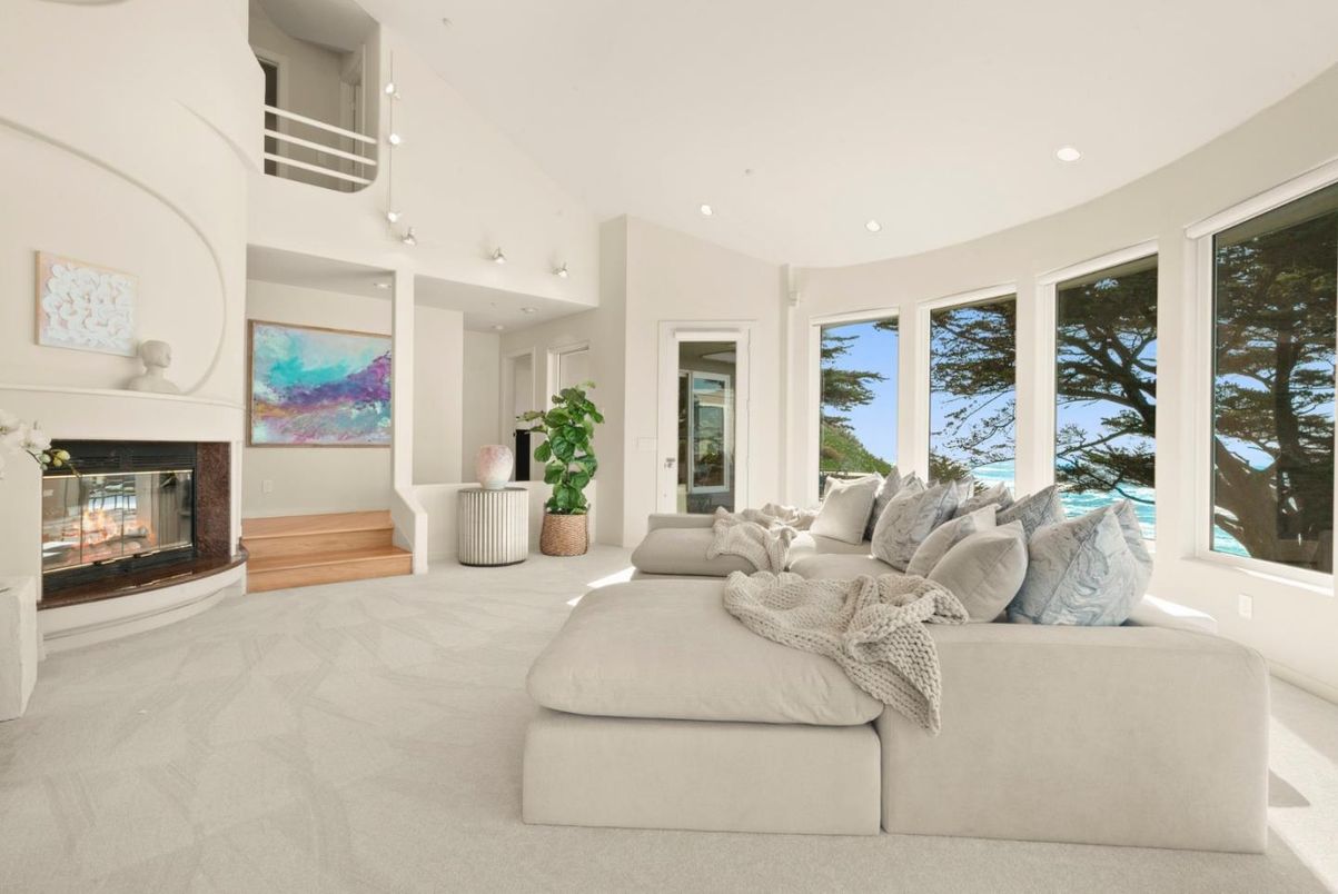 Bedroom, Fireplace, Interior, Living room, Recessed Lighting, Water