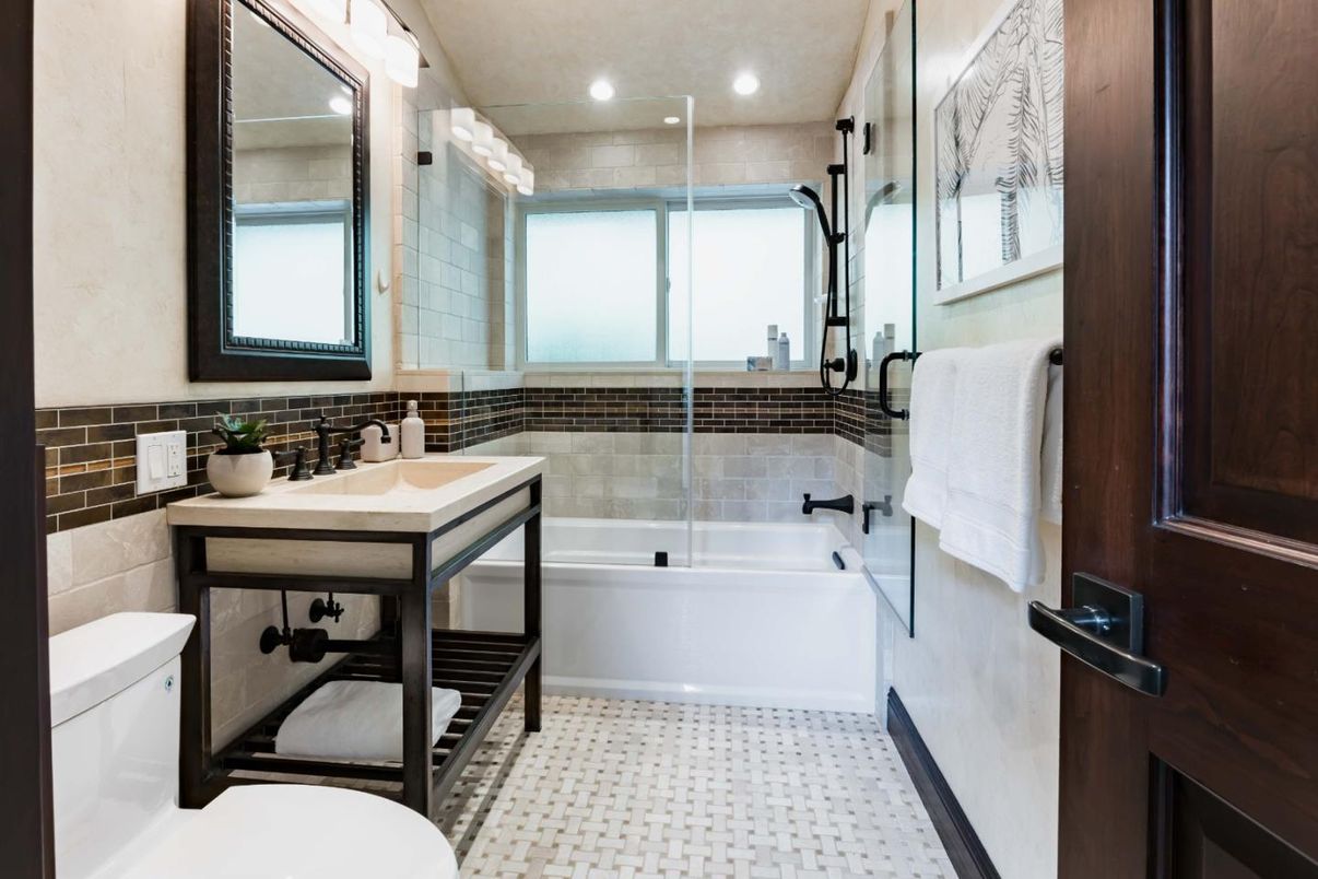 Bathroom, Glass Shower, Interior, Recessed Lighting