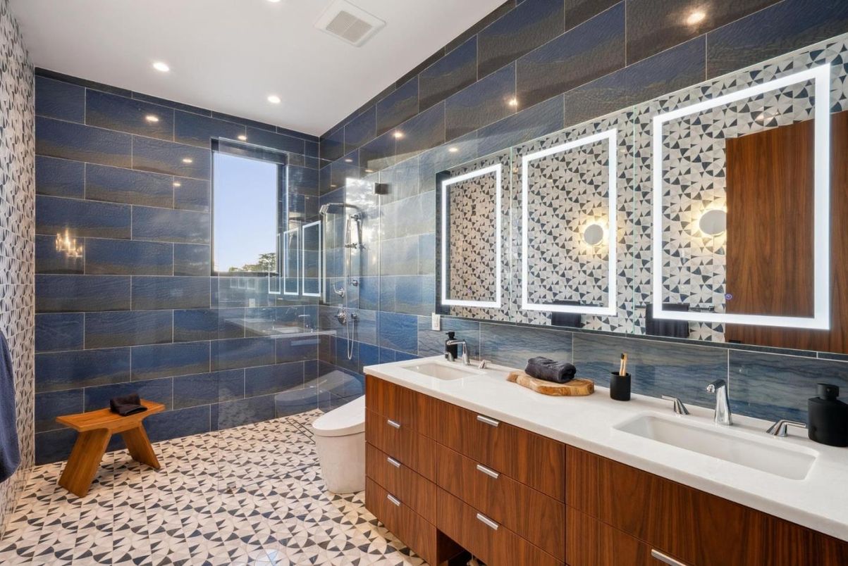 Bathroom, Dual Sink Vanities, Glass Shower, Interior, Recessed Lighting