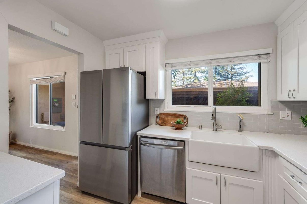 Interior, Kitchen, Stainless Steel Appliances, Wood Texture Flooring