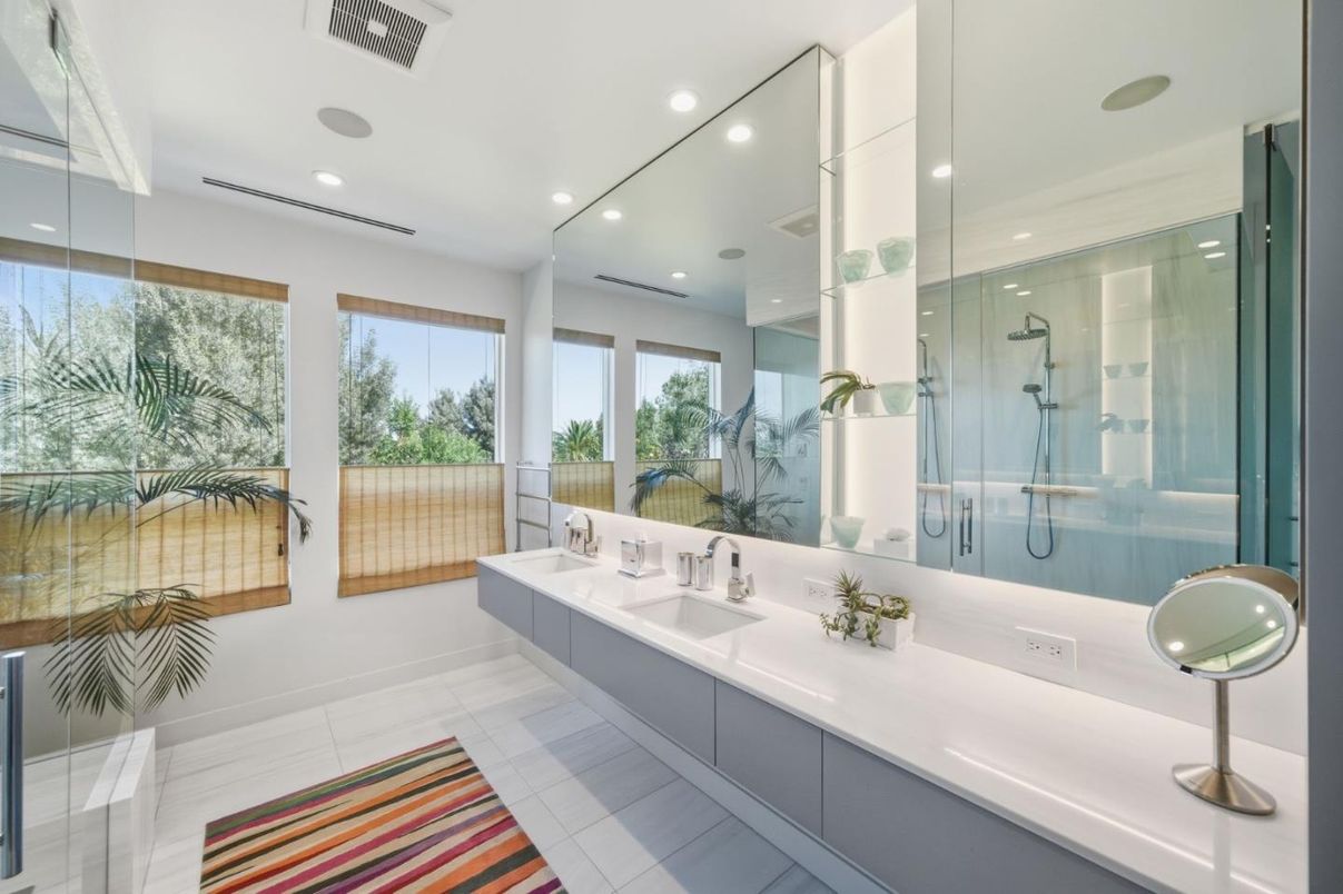 Bathroom, Dual Sink Vanities, Glass Shower, Interior, Recessed Lighting