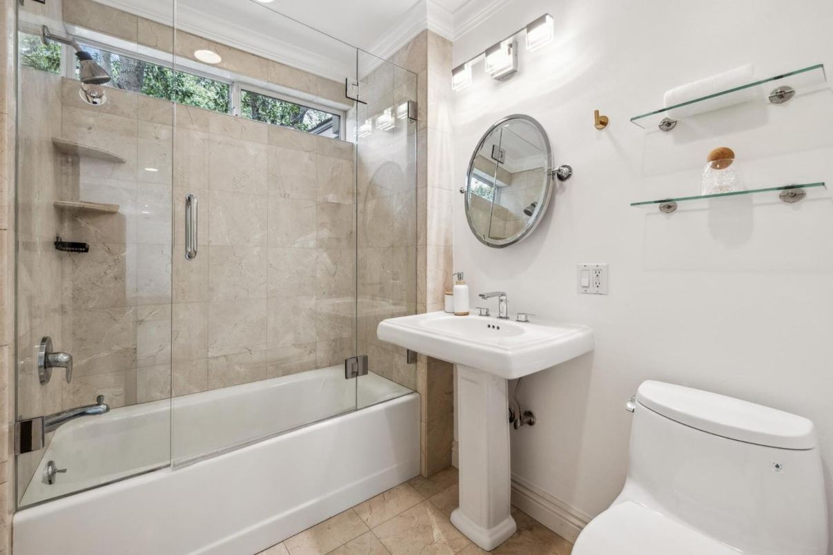 Bathroom, Glass Shower, Interior, Recessed Lighting