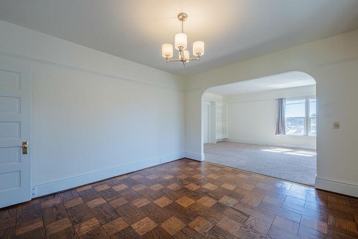 Chandelier, Empty room, Interior, Wood Texture Flooring