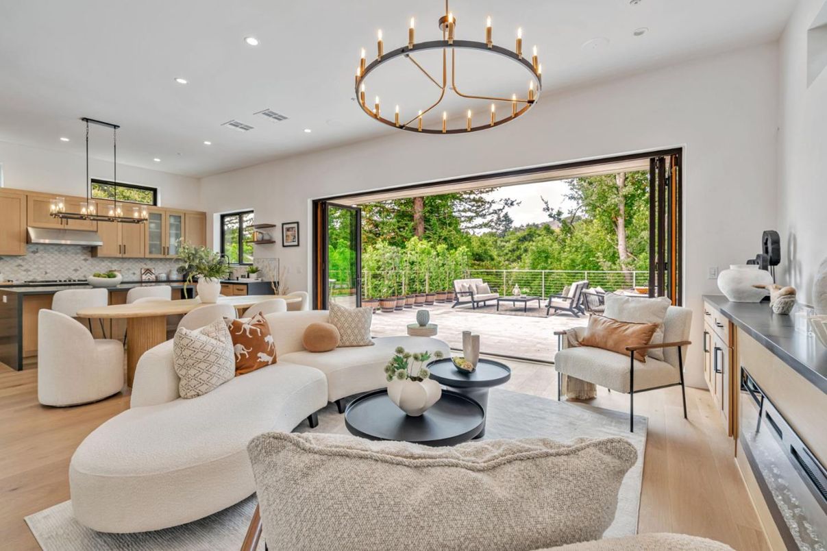 Interior, Kitchen, Living room, Pendant Lights, Recessed Lighting, Wood Texture Flooring