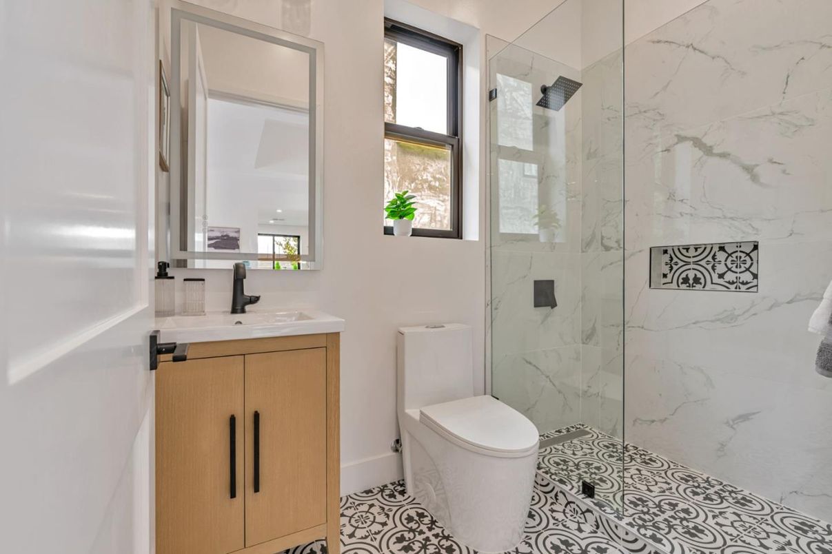 Bathroom, Glass Shower, Interior, Marble Walls