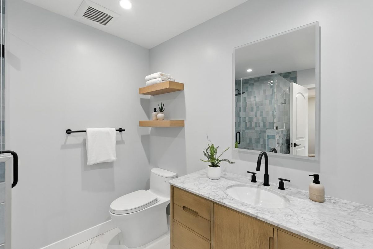 Bathroom, Glass Shower, Interior, Marble, Recessed Lighting