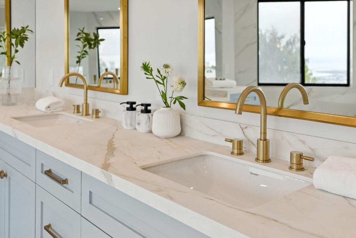 Bathroom, Dual Sink Vanities, Interior, Marble Walls