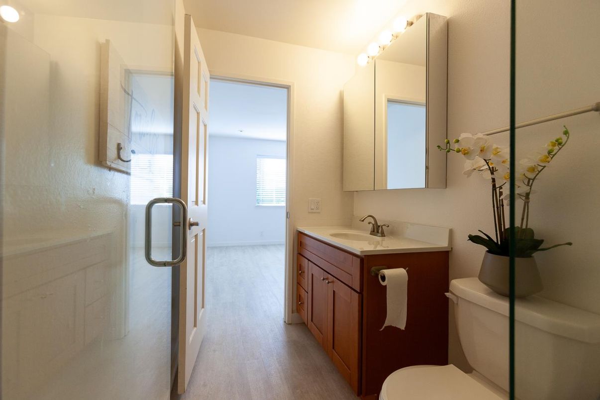 Bathroom, Glass Shower, Interior, Recessed Lighting