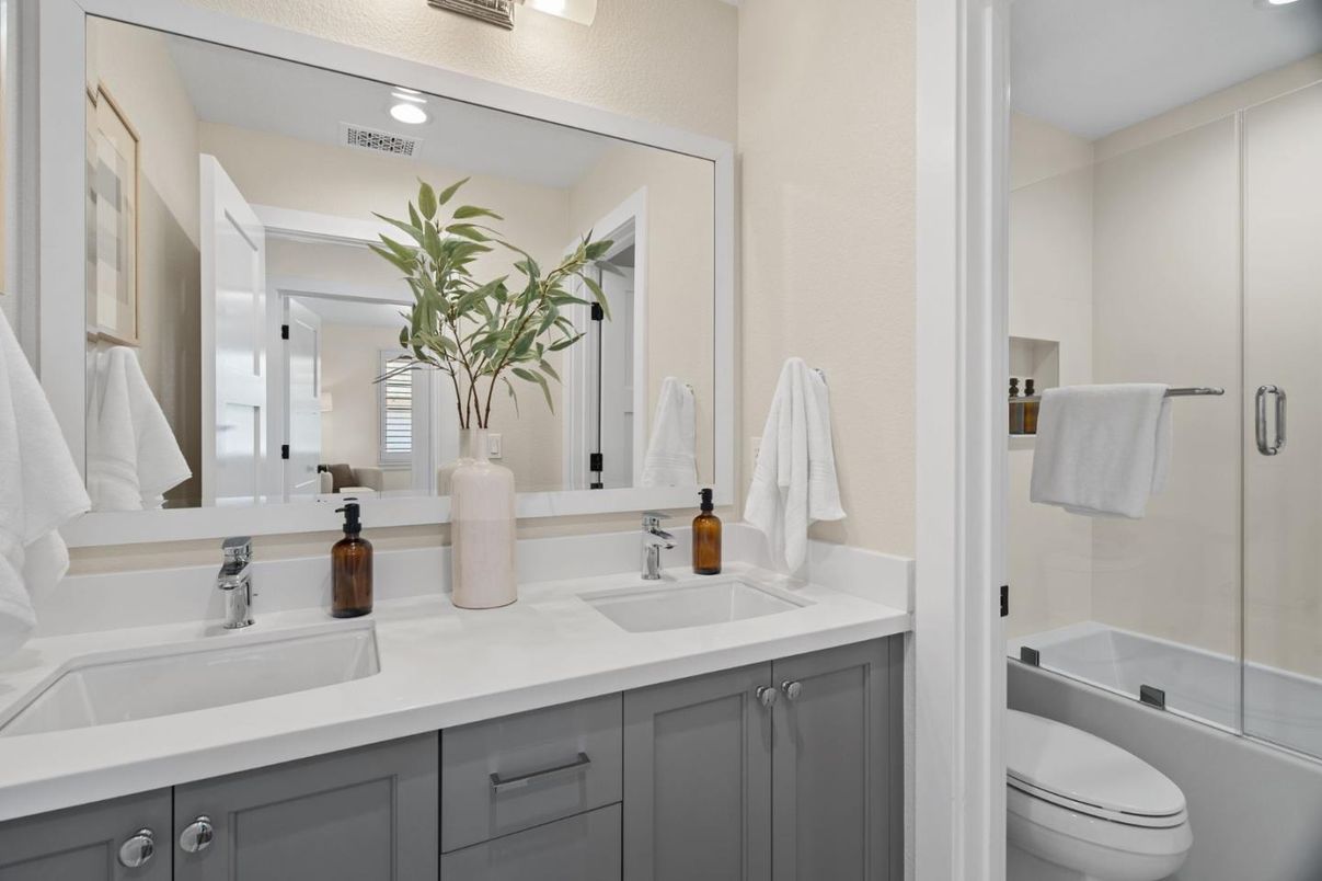 Bathroom, Dual Sink Vanities, Glass Shower, Interior, Recessed Lighting