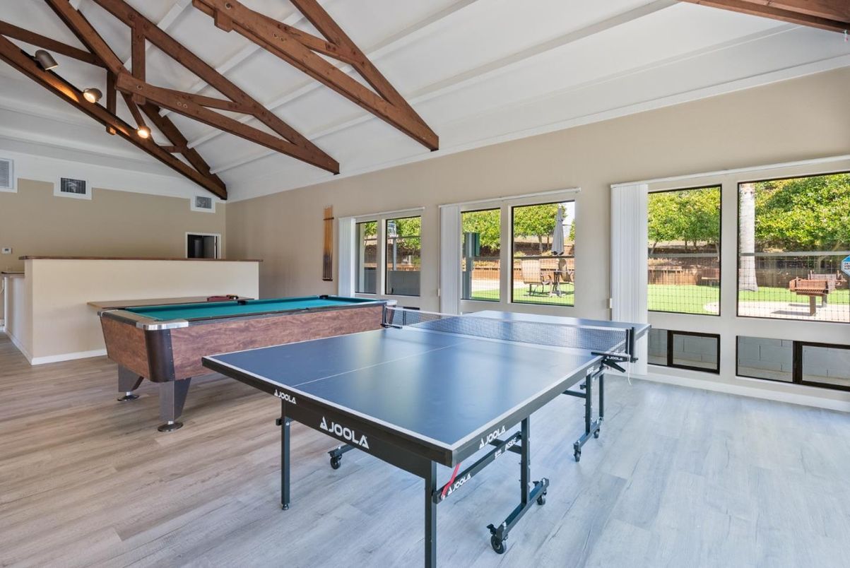 Billiard Table, Game Room, Interior, Wooden Beams, Wood Texture Flooring