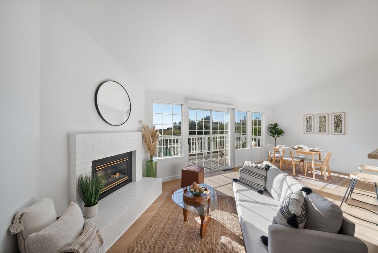 Dining room, Fireplace, Interior, Living room, Wood Texture Flooring