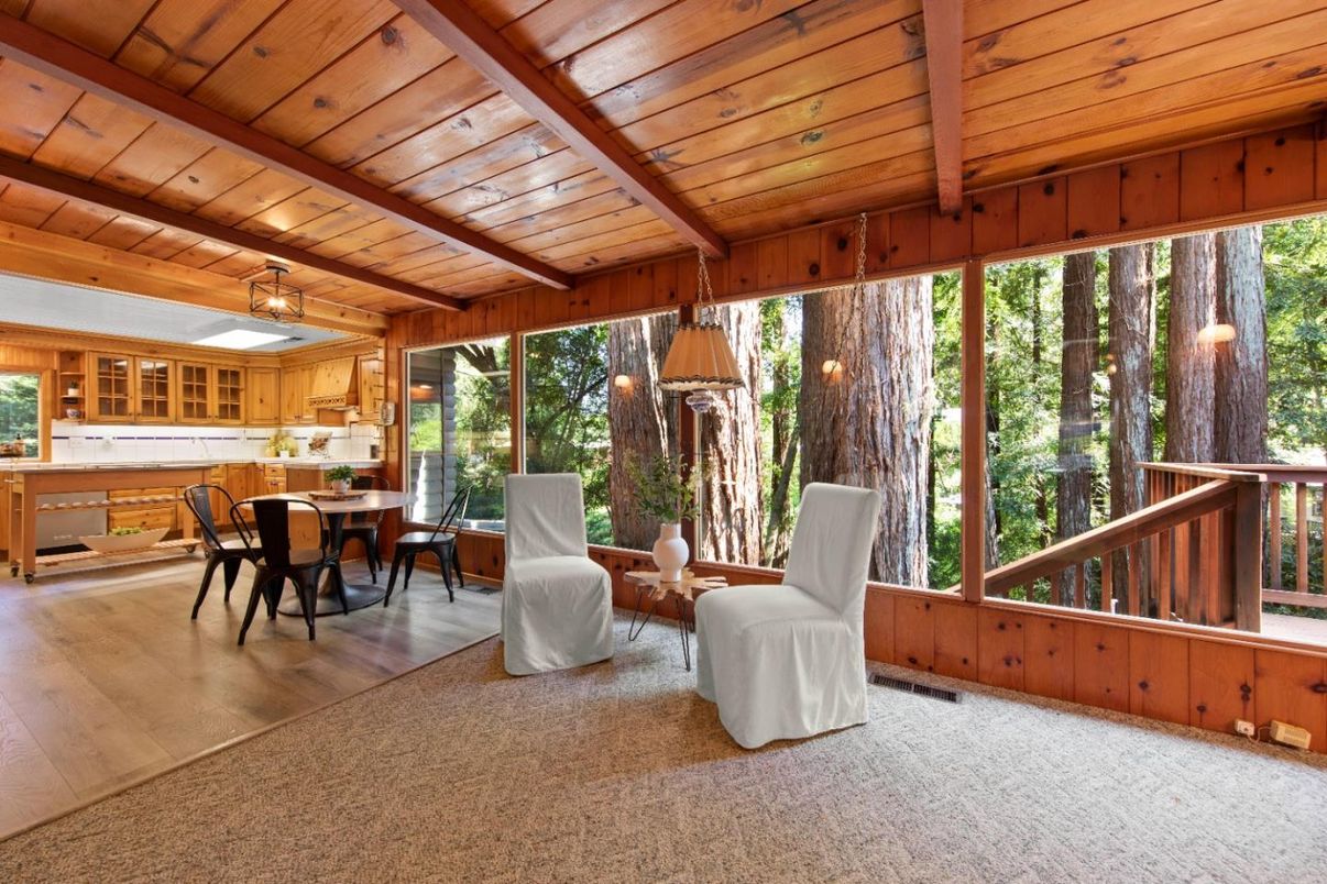Dining room, Interior, Pendant Lights, Wooden Beams, Wooden Ceilings, Wood Texture Flooring