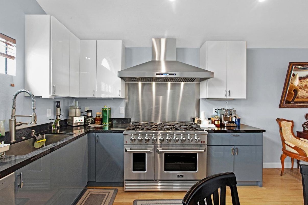 Interior, Kitchen, Stainless Steel Appliances, Wood Texture Flooring