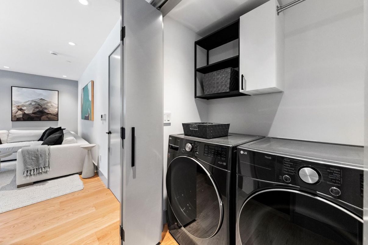 Interior, Recessed Lighting, Utility Closets, Washer, Wood Texture Flooring