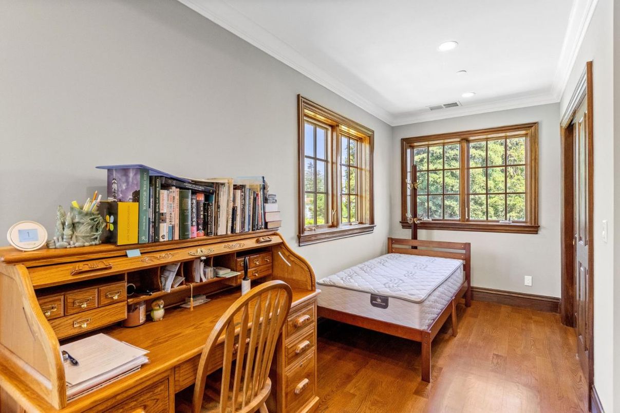 Bedroom, Home Office, Interior, Recessed Lighting, Wood Texture Flooring