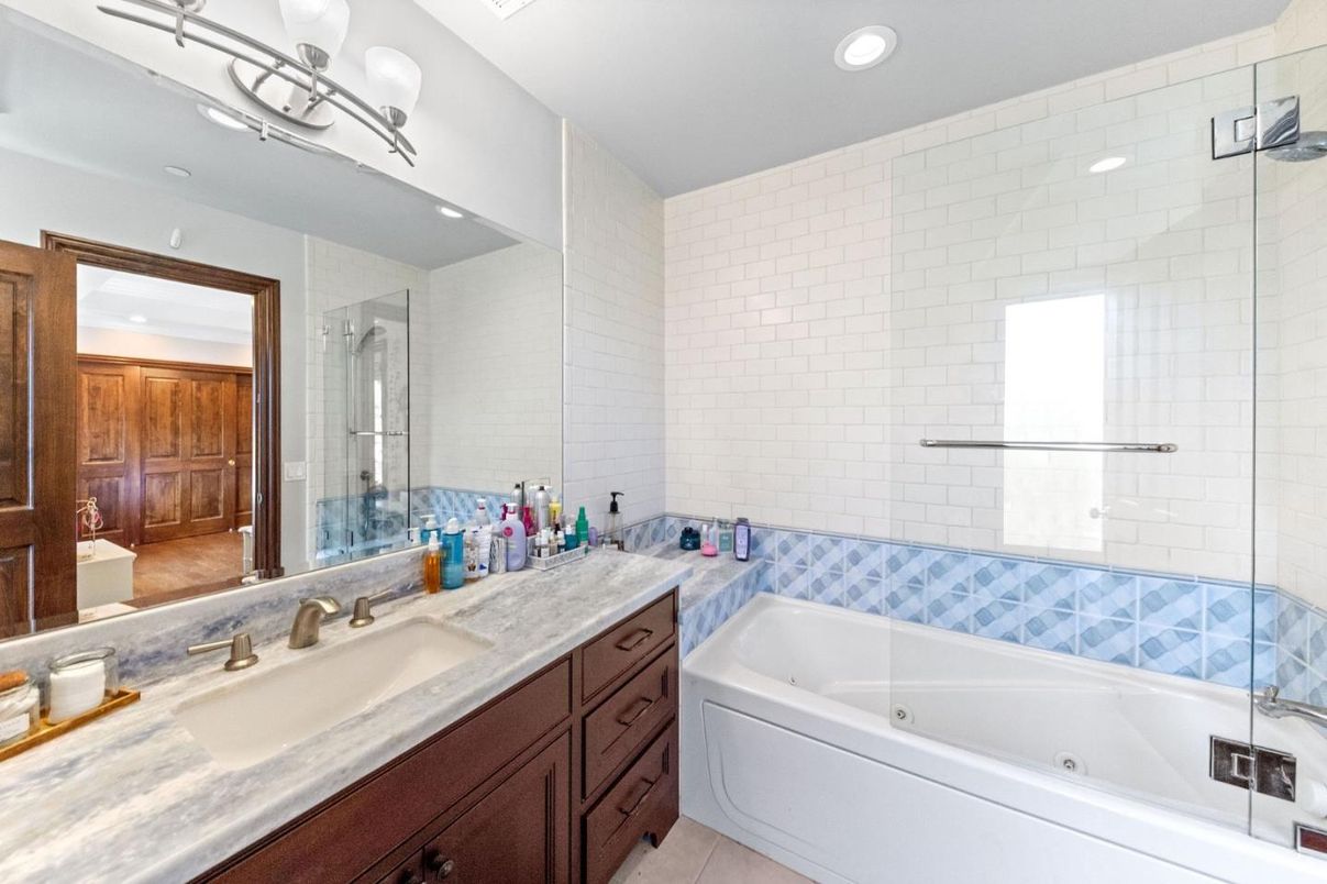 Bathroom, Glass Shower, Interior, Recessed Lighting