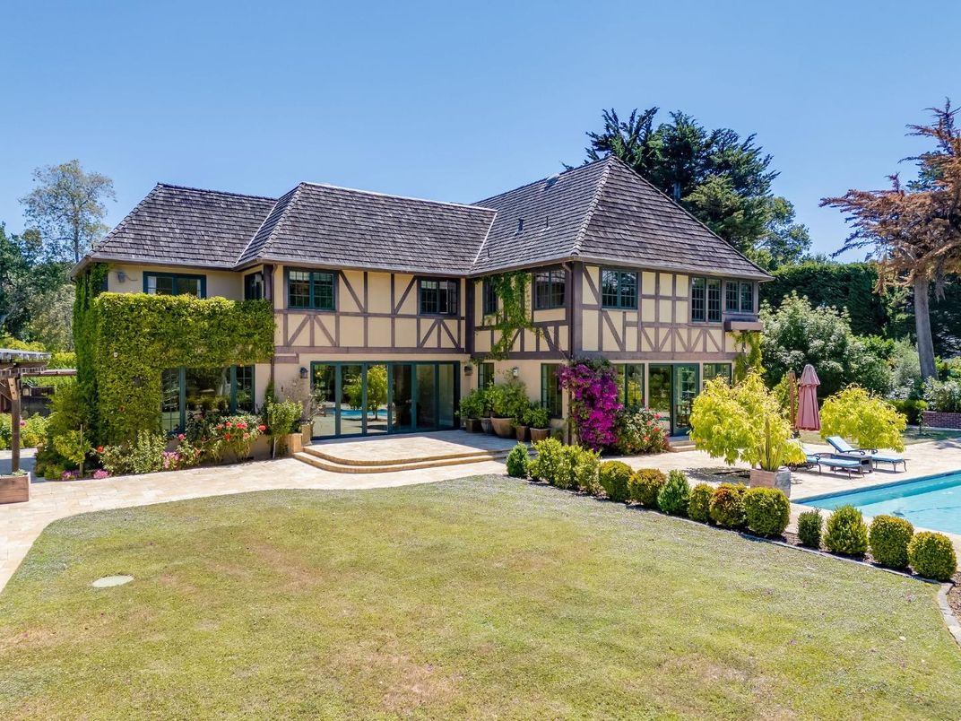 Backyard, Exterior, Facade, Pool, Tudor Revival