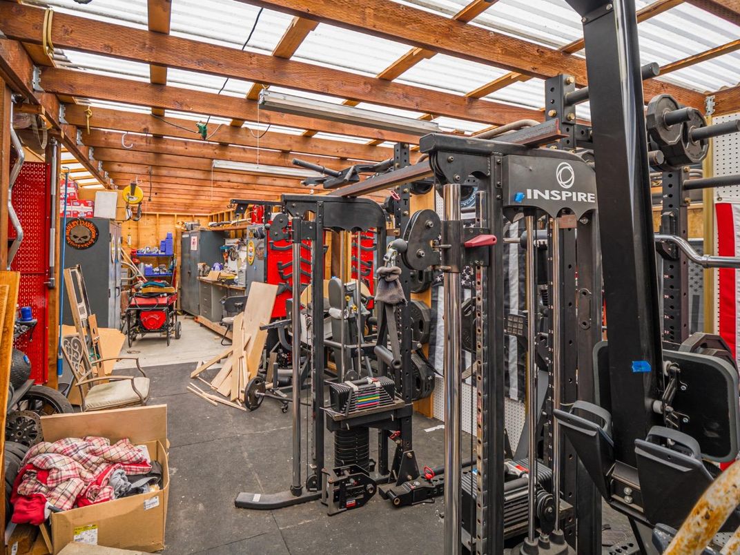 Fitness Equipment, Gym, Interior, Wooden Beams