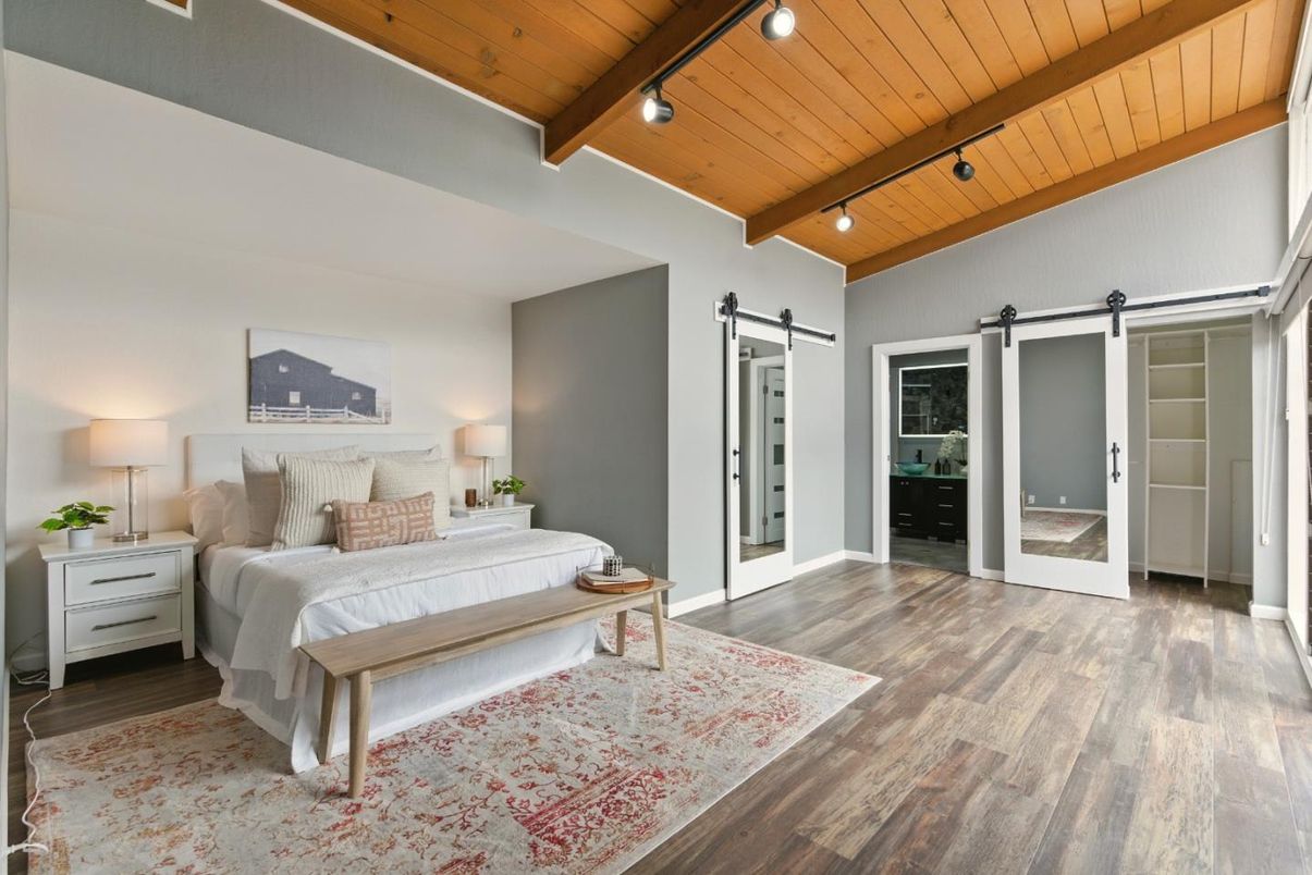 Bedroom, Interior, Wooden Beams, Wooden Ceilings, Wood Texture Flooring