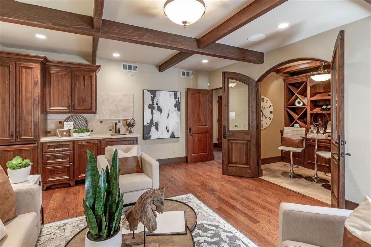 Interior, Recessed Lighting, Wooden Beams, Wood Texture Flooring