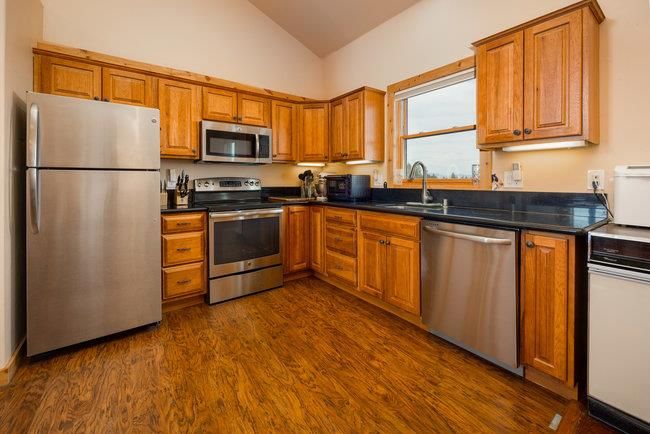 Interior, Kitchen, Stainless Steel Appliances, Wood Texture Flooring