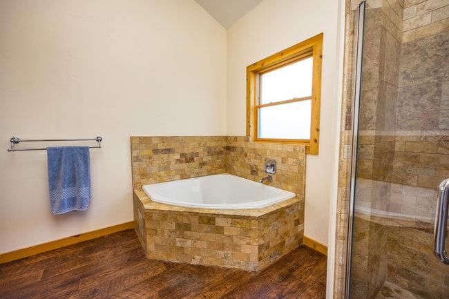 Bathroom, Glass Shower, Interior, Wood Texture Flooring