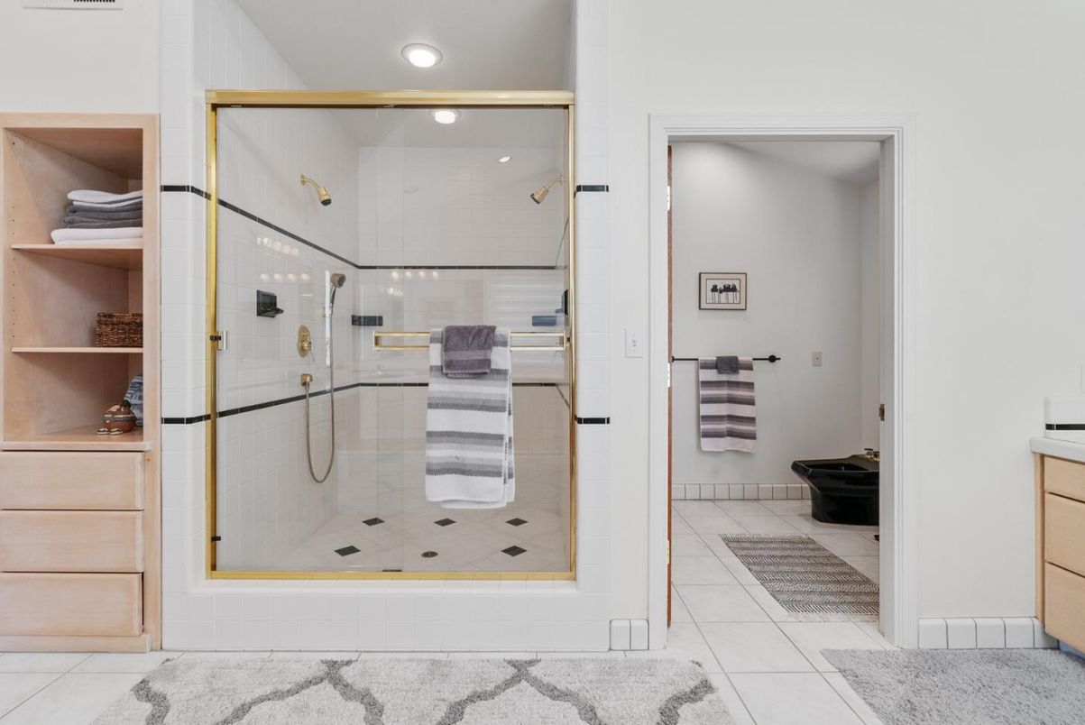 Bathroom, Glass Shower, Interior, Recessed Lighting
