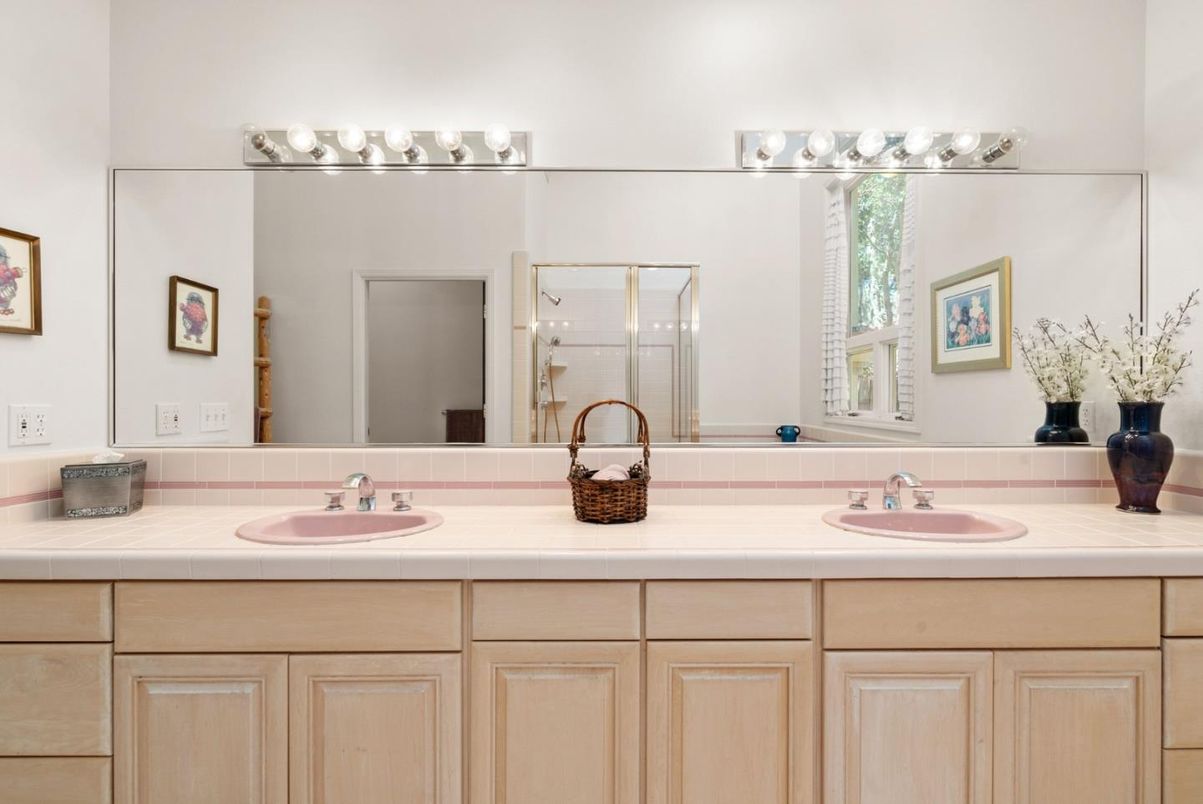 Bathroom, Dual Sink Vanities, Glass Shower, Interior, Tile Countertops