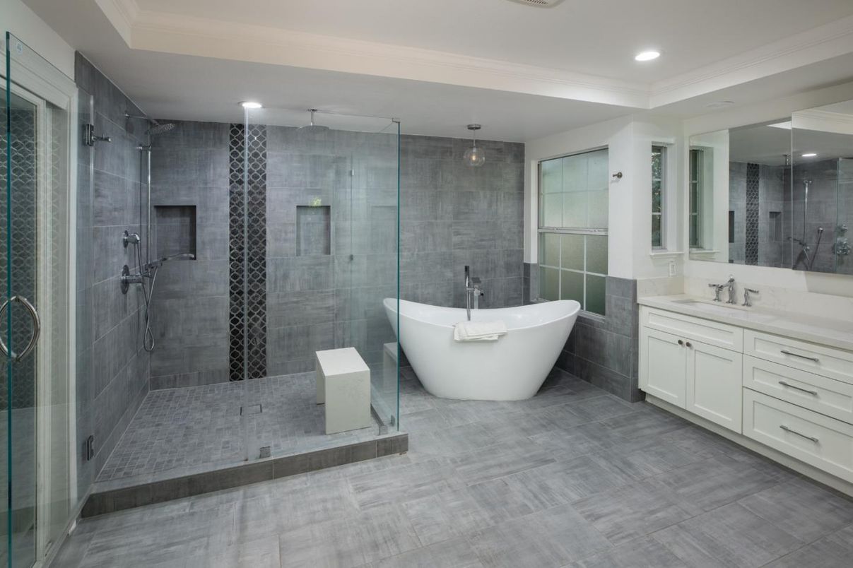 Bathroom, Dual Sink Vanities, Free Standing Baths, Glass Shower, Interior, Recessed Lighting