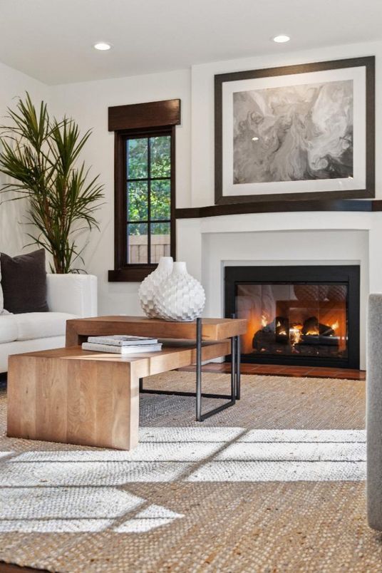 Fireplace, Interior, Living room, Recessed Lighting