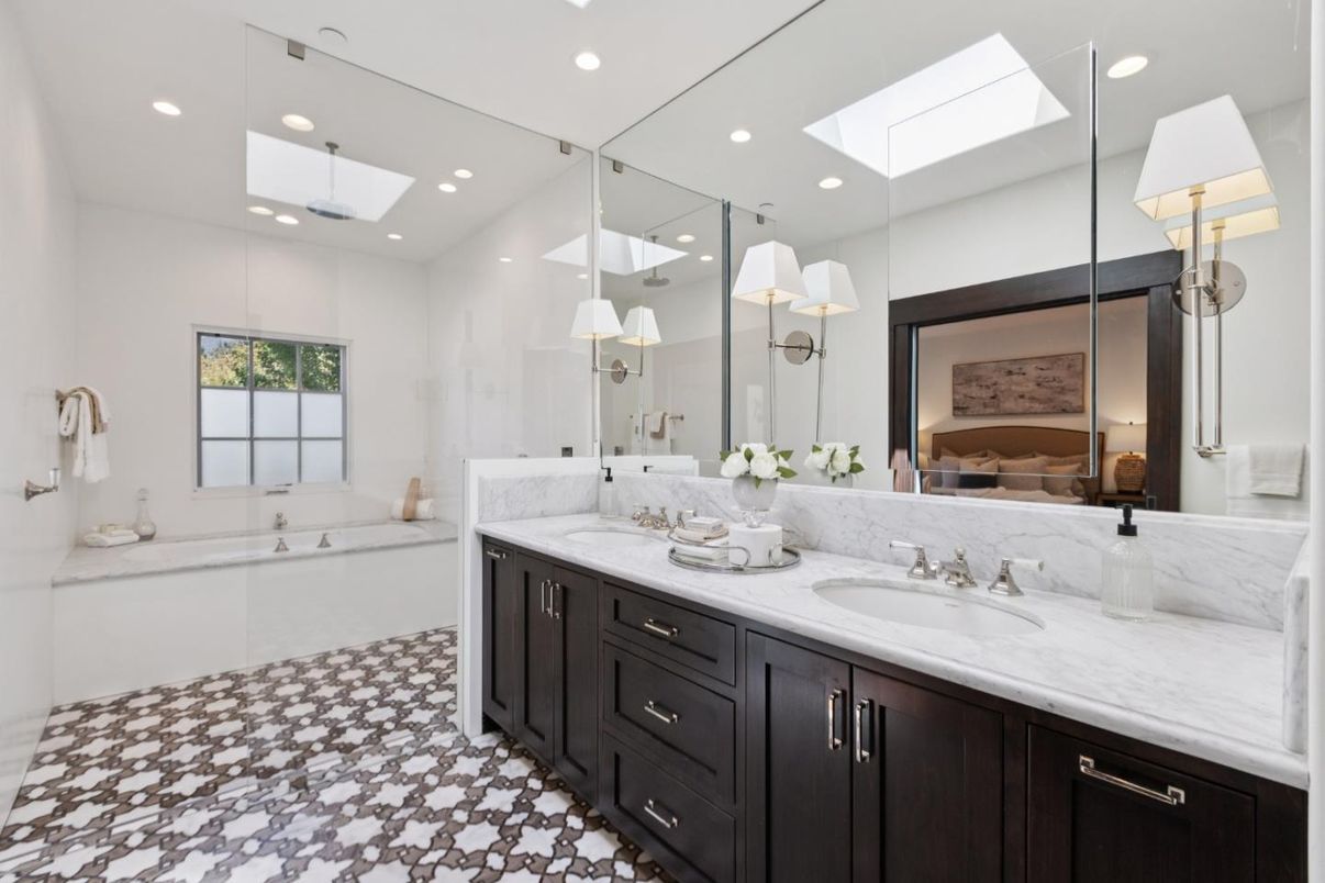 Bathroom, Dual Sink Vanities, Glass Shower, Interior, Recessed Lighting