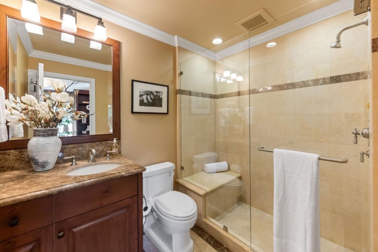 Bathroom, Glass Shower, Interior, Recessed Lighting