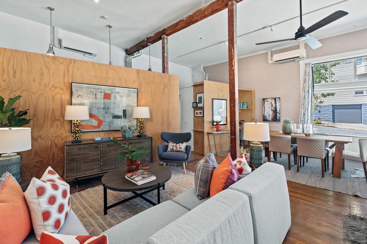 Dining room, Interior, Kitchen, Living room, Pendant Lights, Recessed Lighting, Wood Texture Flooring