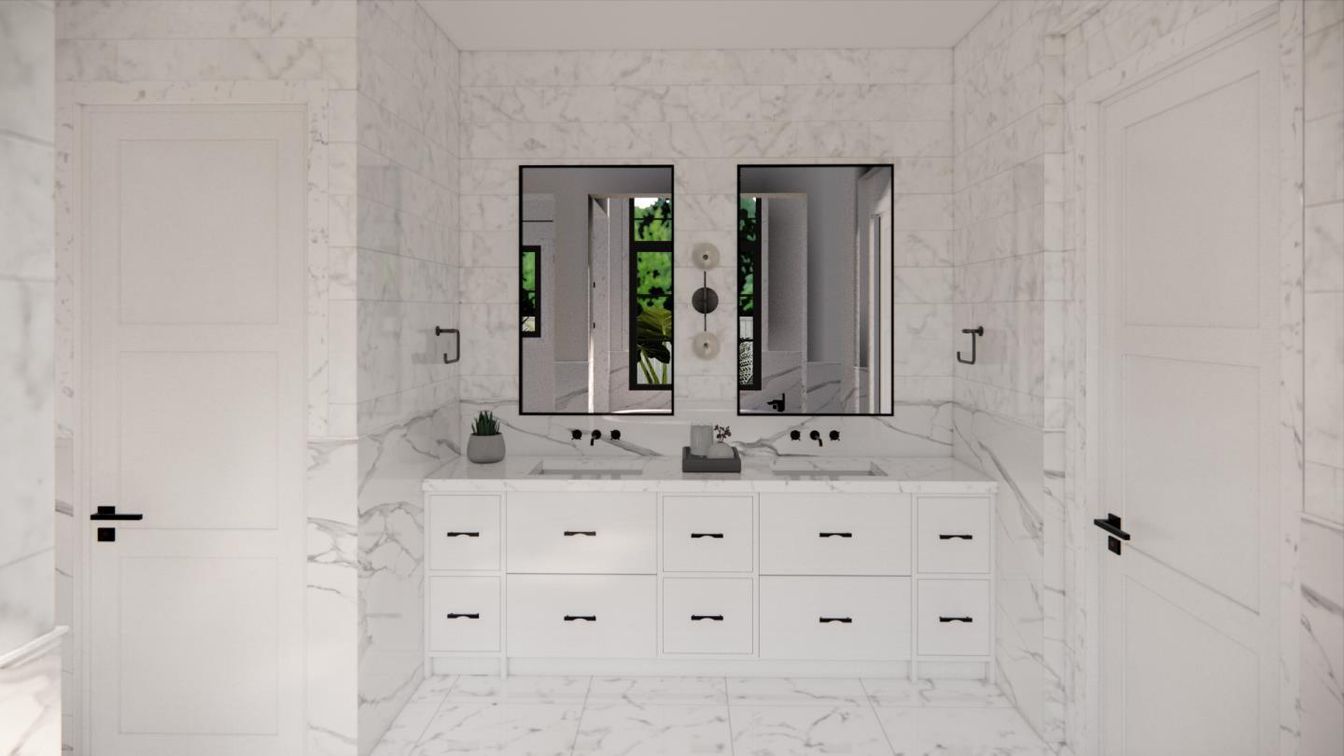 Bathroom, Dual Sink Vanities, Interior, Marble, Marble Walls