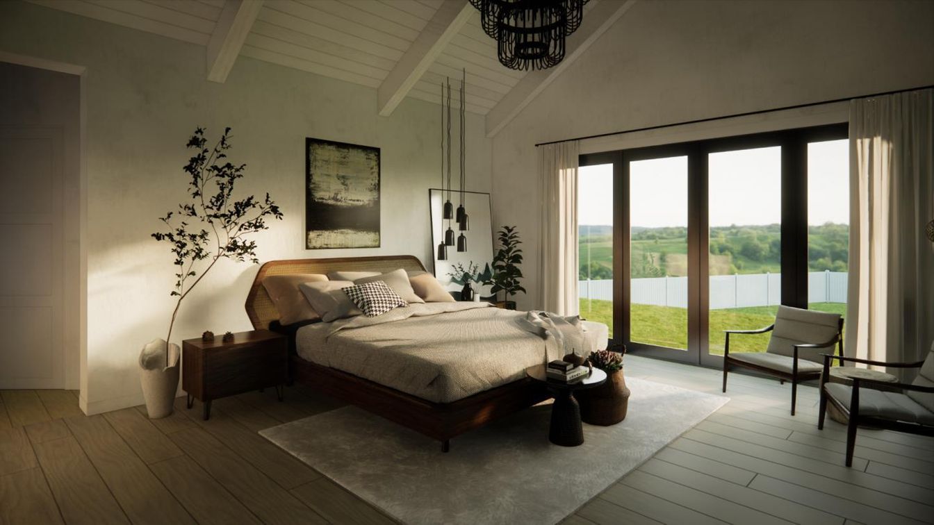 Bedroom, Interior, Water, Wood Texture Flooring