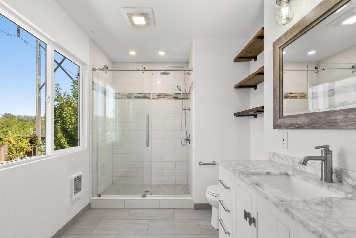 Bathroom, Dual Sink Vanities, Glass Shower, Interior, Recessed Lighting