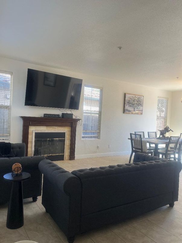 Dining room, Fireplace, Interior, Living room