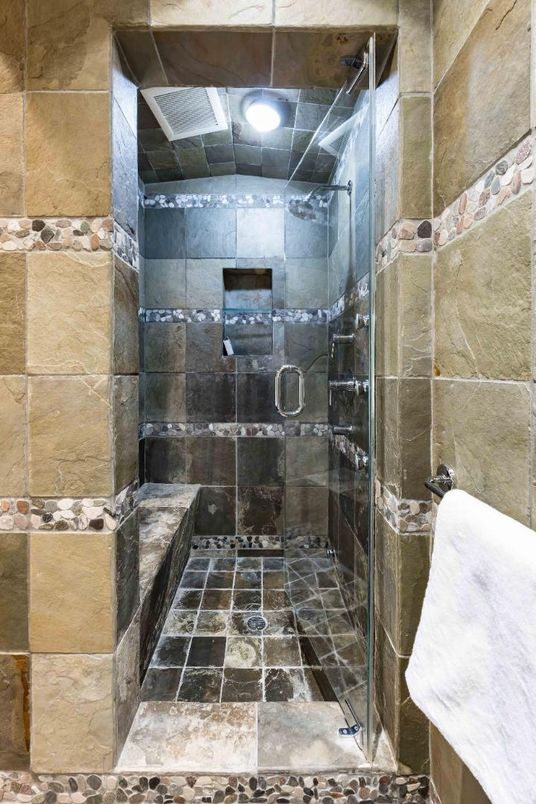 Bathroom, Glass Shower, Interior, Recessed Lighting