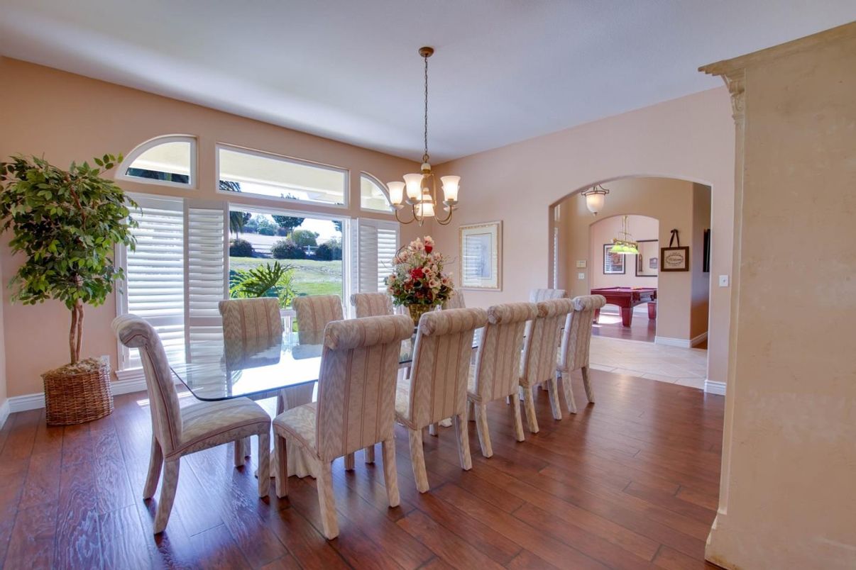 Chandelier, Dining room, Interior, Pendant Lights, Wood Texture Flooring