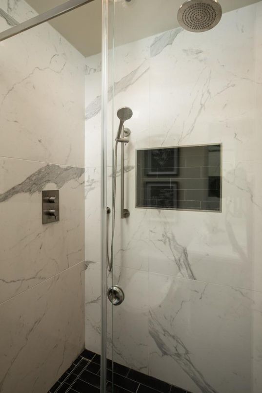 Bathroom, Glass Shower, Interior, Marble Walls