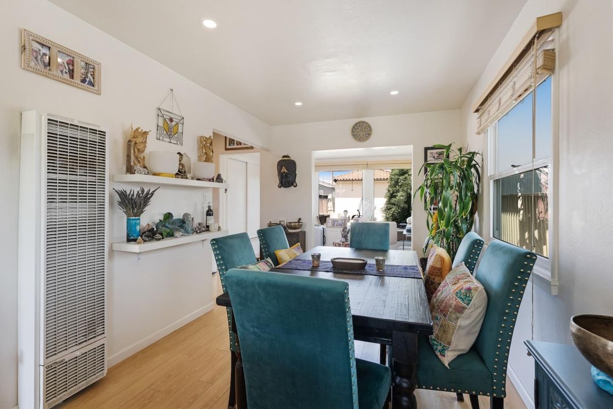 Dining room, Interior, Recessed Lighting, Wood Texture Flooring