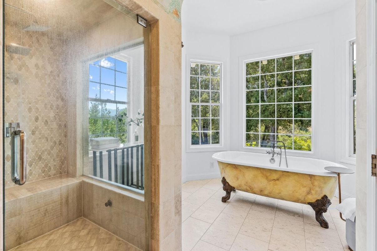 Bathroom, Glass Shower, Interior, Stone Walls