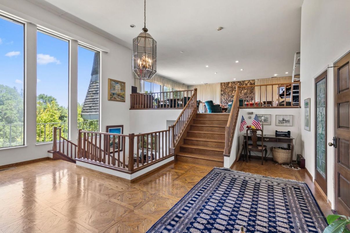 Chandelier, Home Office, Interior, Pendant Lights, Recessed Lighting, Wood Texture Flooring
