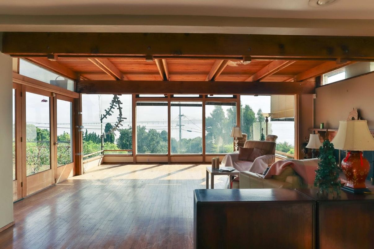 Interior, Living room, Water, Wooden Beams, Wooden Ceilings, Wood Texture Flooring