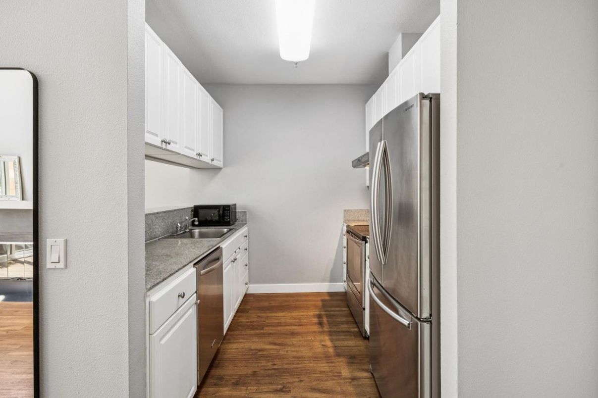 Interior, Kitchen, Stainless Steel Appliances, Wood Texture Flooring